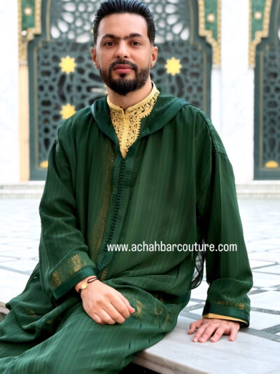 Djellaba Homme traditionnelle avec jabador de qualité